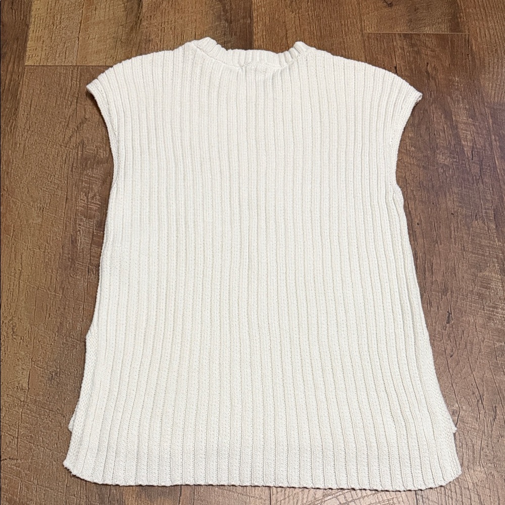 Zara Cream Ribbed Knit Tank Top - Picture 7 of 7